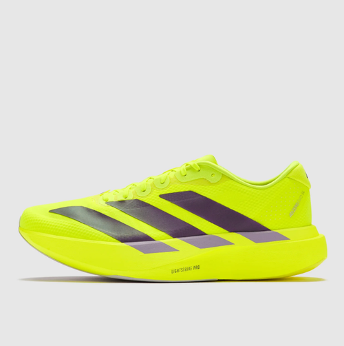 adidas Neon Yellow Three-Stripe Lace-Up Running Shoes