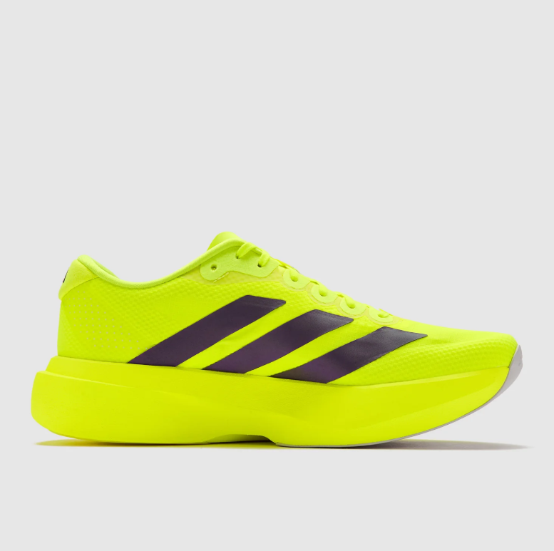 adidas Neon Yellow Three-Stripe Lace-Up Running Shoes