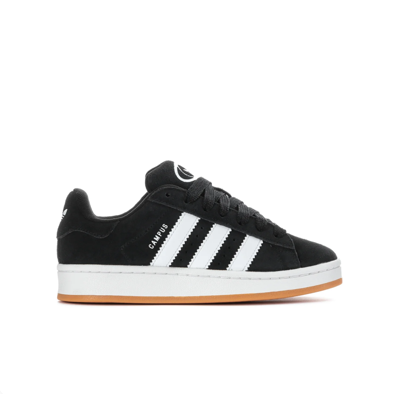 adidas Campus Black and White Low-Top Sneakers with Gum Sole