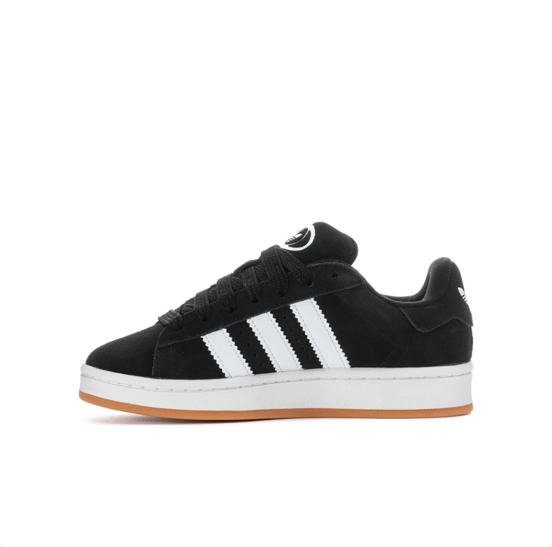 adidas Campus Black and White Low-Top Sneakers with Gum Sole
