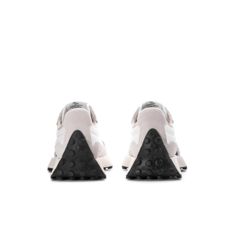 New Balance Cream and Light Gray Sneakers with Black N Logo