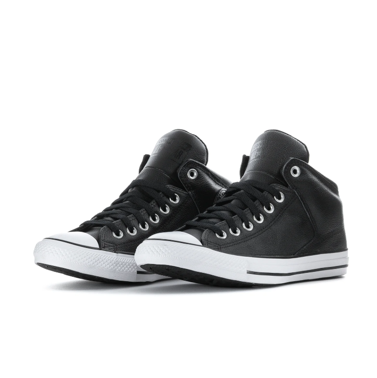 Converse Black High-Top Lace-Up Sneakers with White Toe Caps