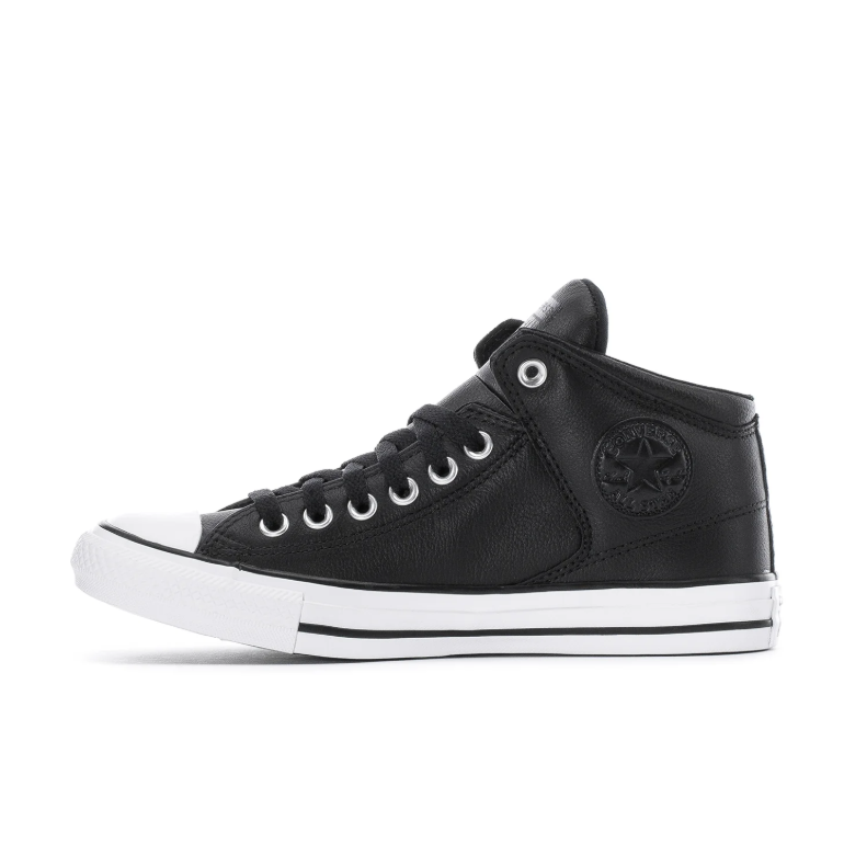Converse Black High-Top Lace-Up Sneakers with White Toe Caps