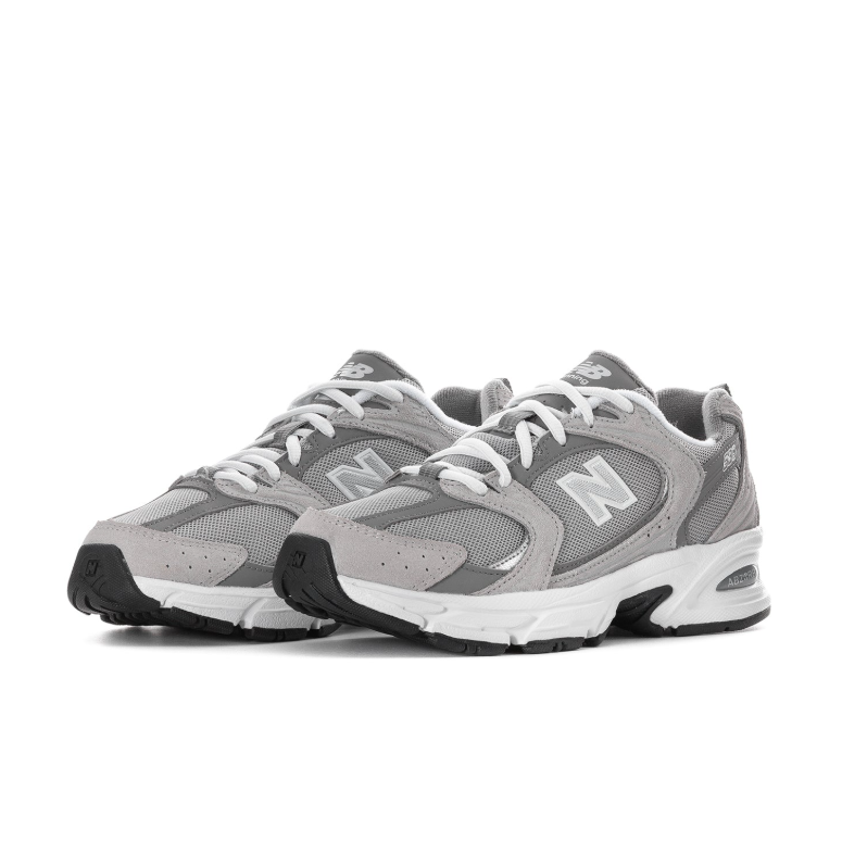 New Balance Gray Mesh Low-Top Sneakers with White Sole