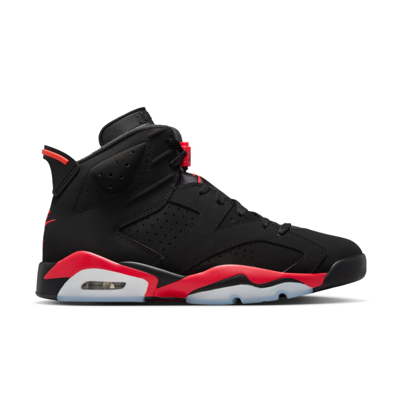 Jordan Black and Red High-Top Sneakers with Visible Air Window