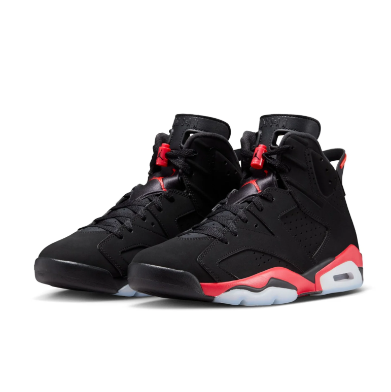Jordan Black and Red High-Top Sneakers with Visible Air Window