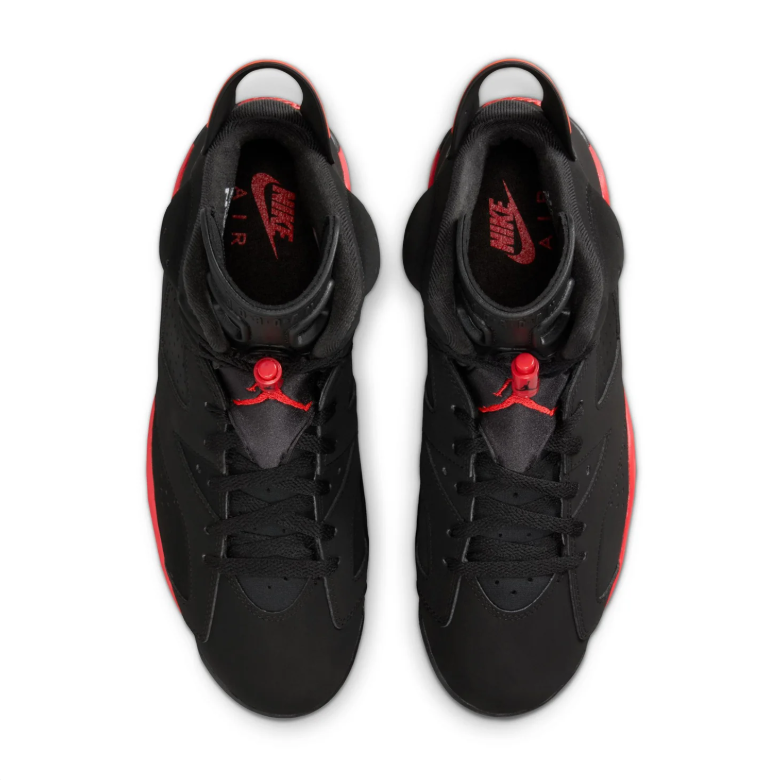 Jordan Black and Red High-Top Sneakers with Visible Air Window