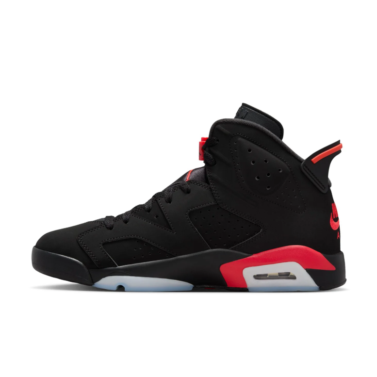 Jordan Black and Red High-Top Sneakers with Visible Air Window