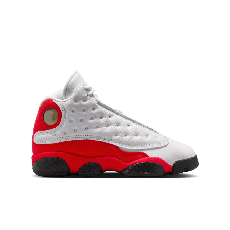 Jordan White and Red High-Top Sneakers with Black Sole Accents