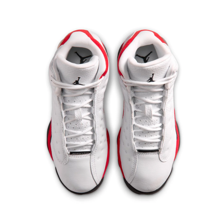 Jordan White and Red High-Top Sneakers with Black Sole Accents