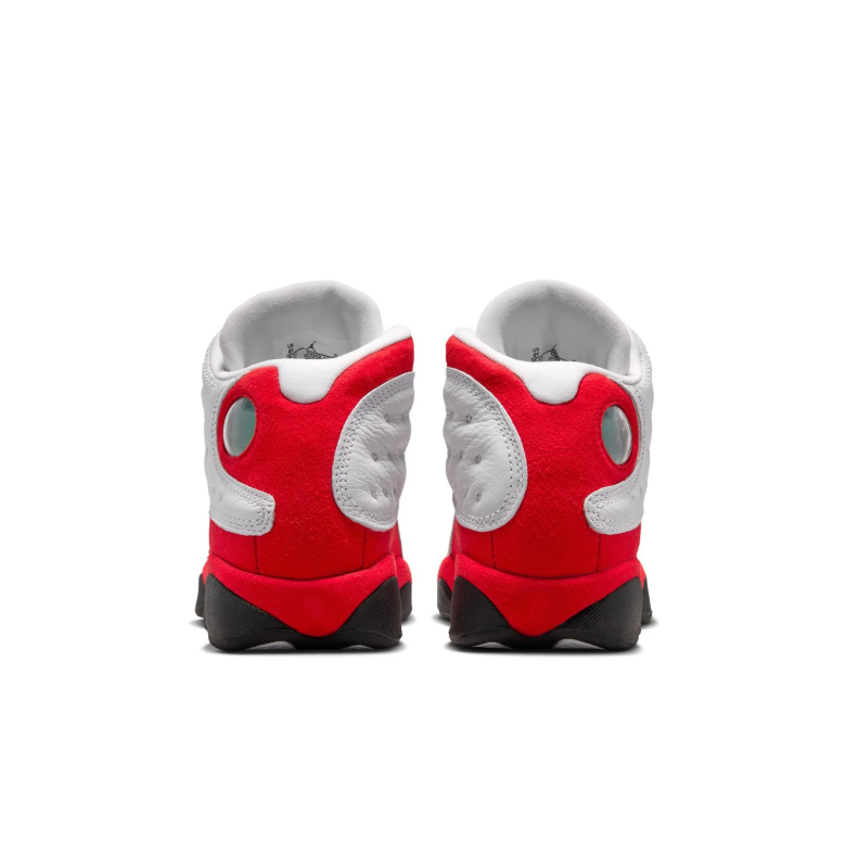 Jordan White and Red High-Top Sneakers with Black Sole Accents