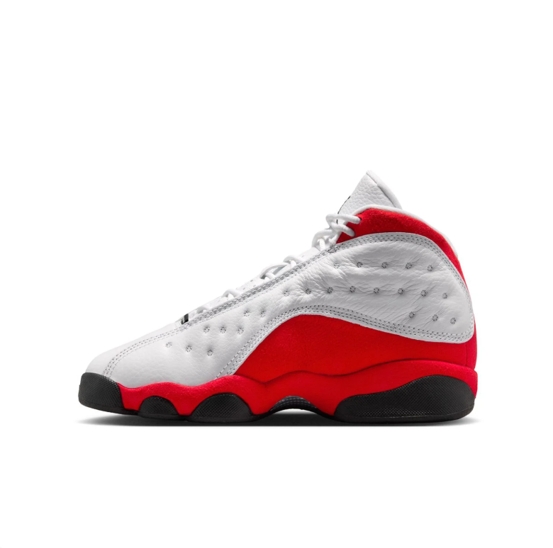 Jordan White and Red High-Top Sneakers with Black Sole Accents