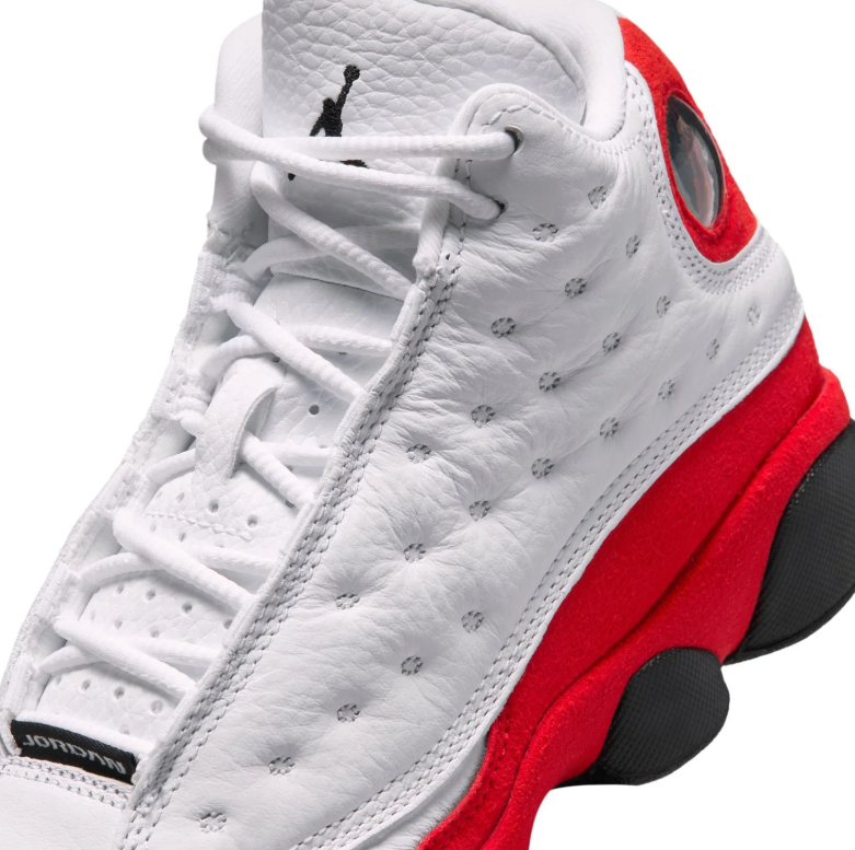 Jordan White and Red High-Top Sneakers with Black Sole Accents