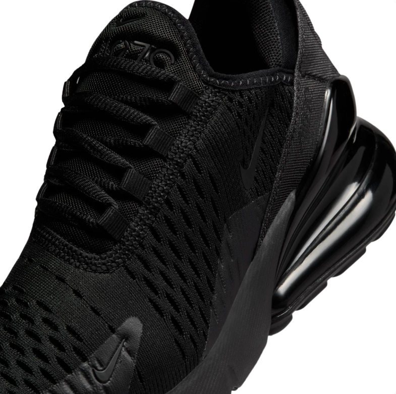 Nike All-Black Mesh Sneakers with Visible Heel Air Unit