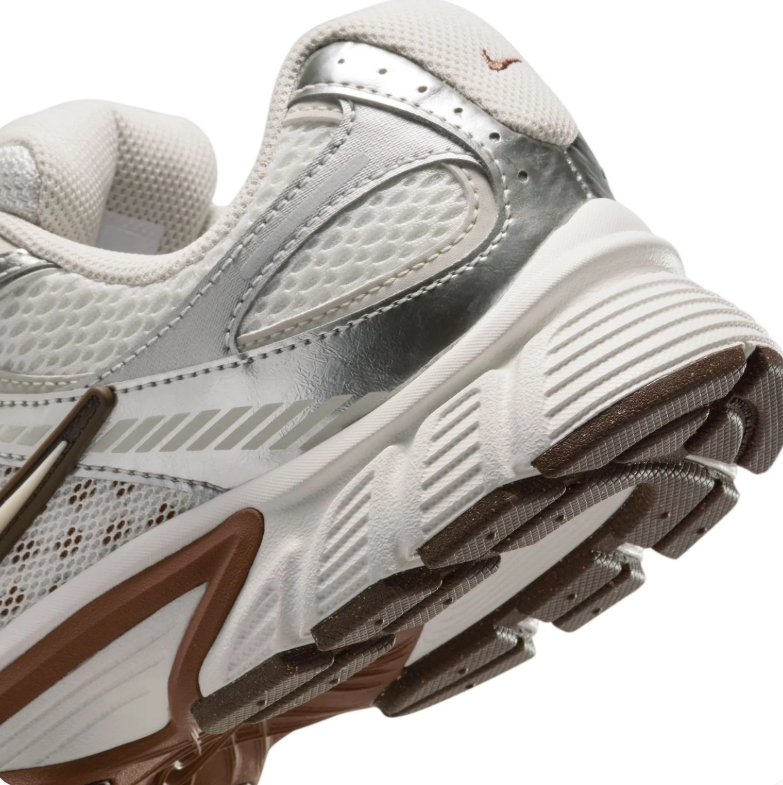 Nike Cream and Metallic Silver Mesh Sneakers with Brown Accents