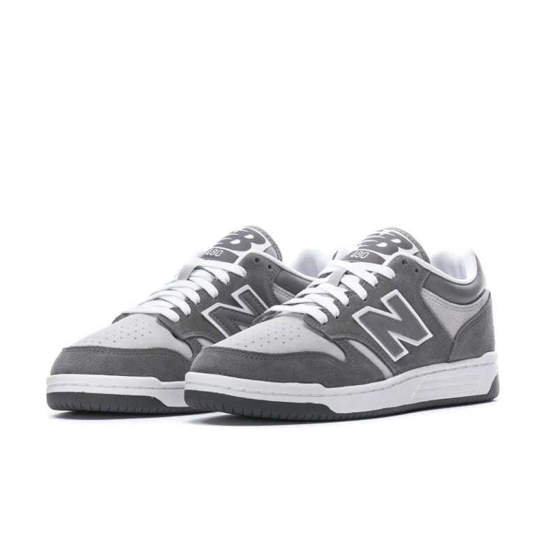 New Balance 480 Gray and White Low-Top Sneakers