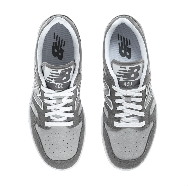 New Balance 480 Gray and White Low-Top Sneakers