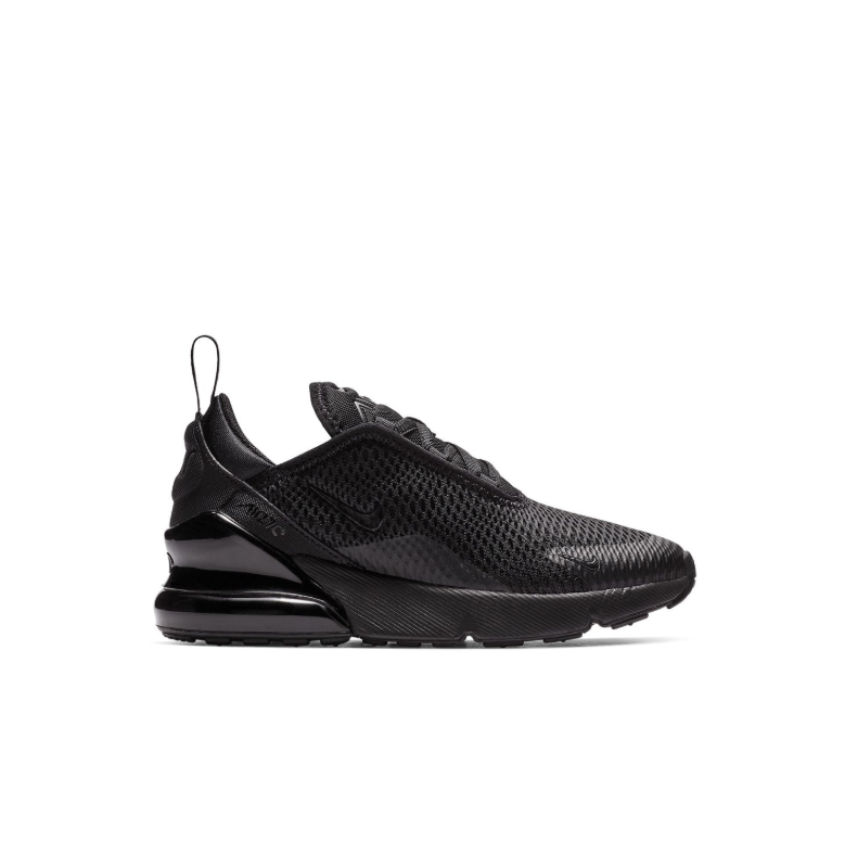 Nike All-Black Textured Mesh Sneakers with Glossy Heel Detail