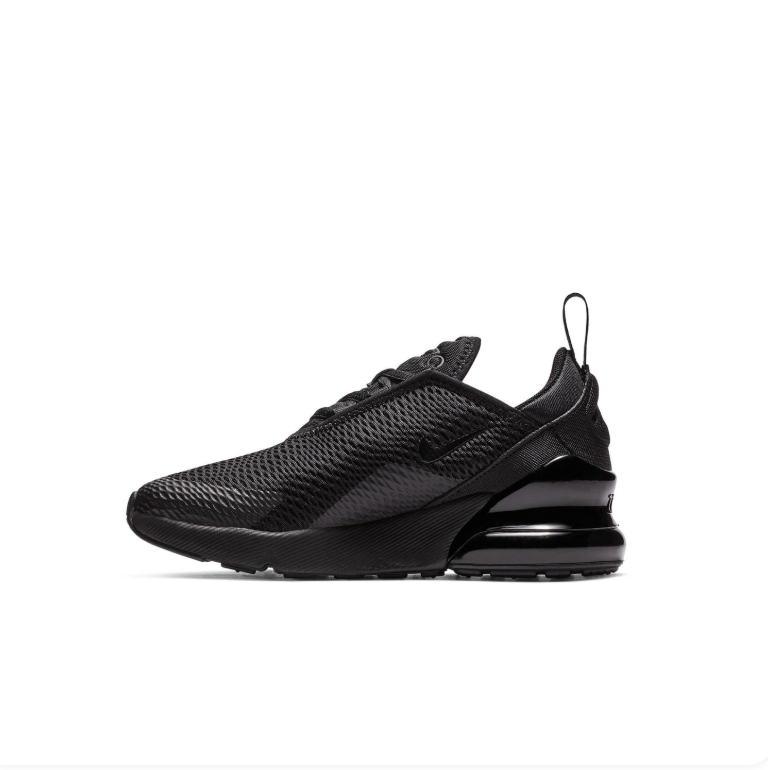 Nike All-Black Textured Mesh Sneakers with Glossy Heel Detail