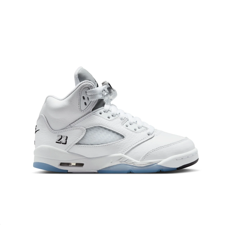 Jordan White High-Top Sneakers with Icy Blue Soles
