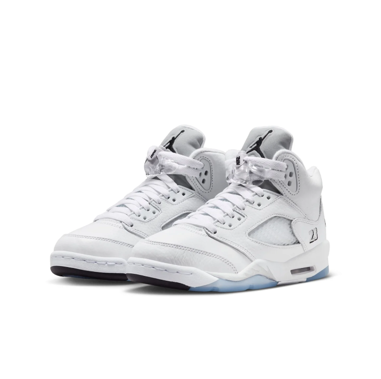 Jordan White High-Top Sneakers with Icy Blue Soles