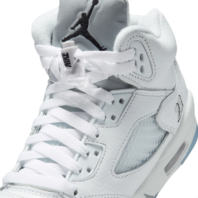 Jordan White High-Top Sneakers with Icy Blue Soles