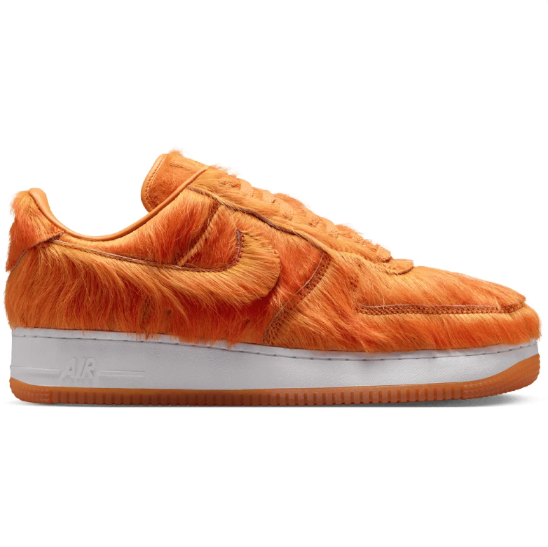Nike Orange Shaggy-Textured Low-Top Sneakers with White Midsoles