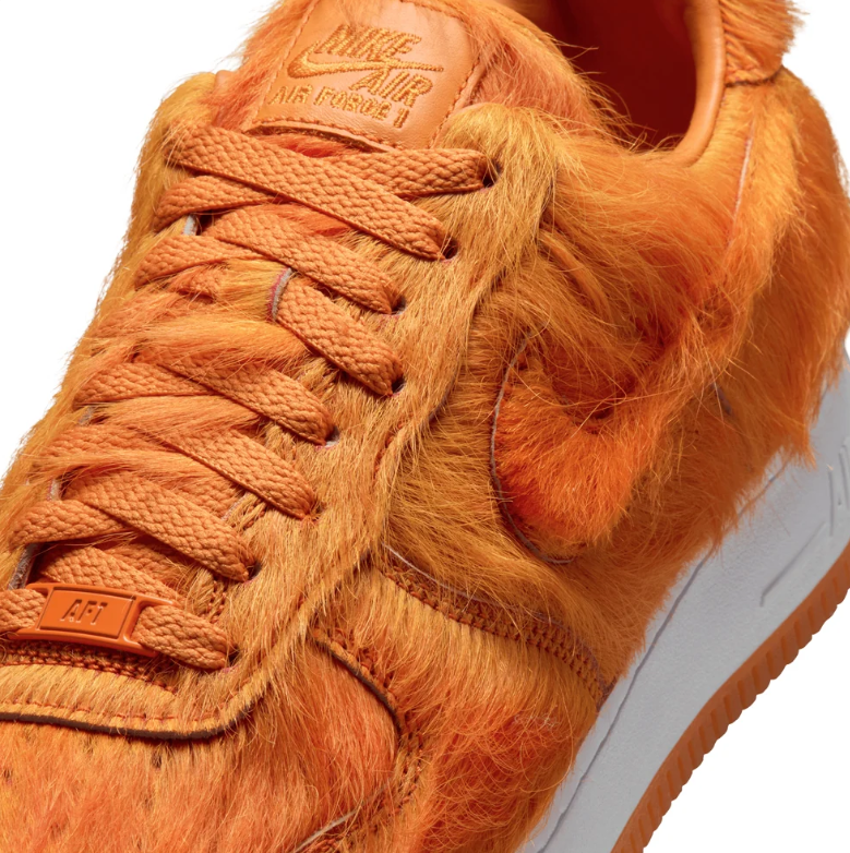 Nike Orange Shaggy-Textured Low-Top Sneakers with White Midsoles