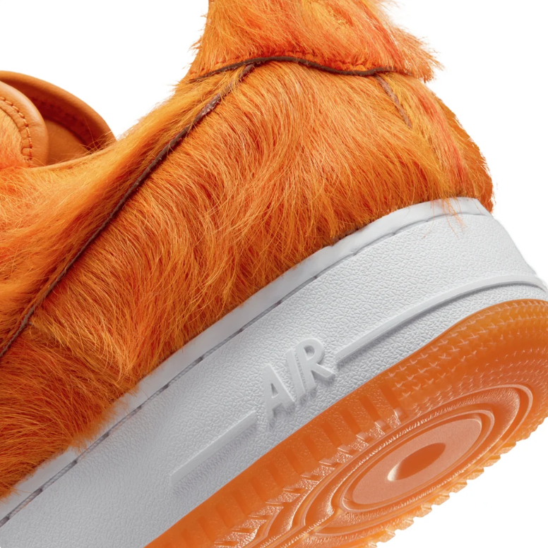 Nike Orange Shaggy-Textured Low-Top Sneakers with White Midsoles