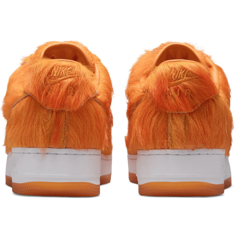 Nike Orange Shaggy-Textured Low-Top Sneakers with White Midsoles
