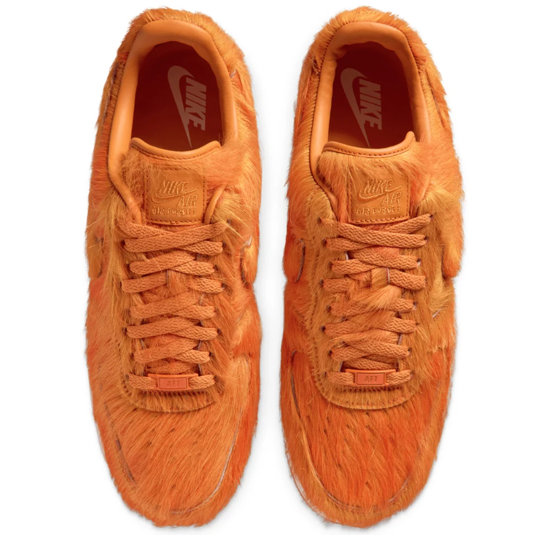 Nike Orange Shaggy-Textured Low-Top Sneakers with White Midsoles