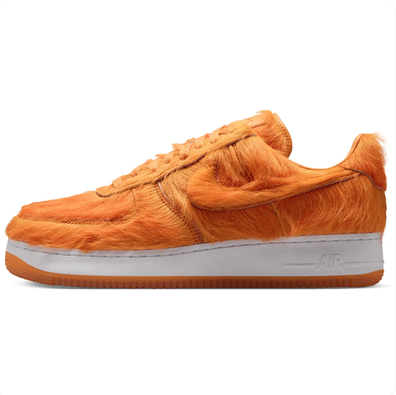 Nike Orange Shaggy-Textured Low-Top Sneakers with White Midsoles
