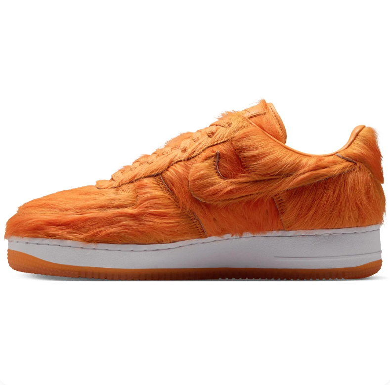 Nike Orange Shaggy-Textured Low-Top Sneakers with White Midsoles