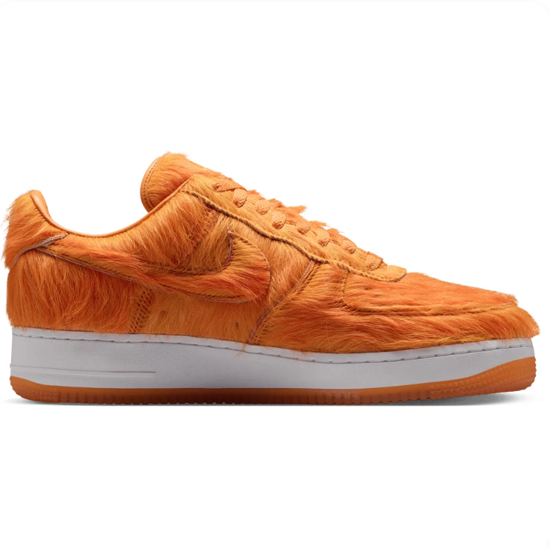 Nike Orange Shaggy-Textured Low-Top Sneakers with White Midsoles