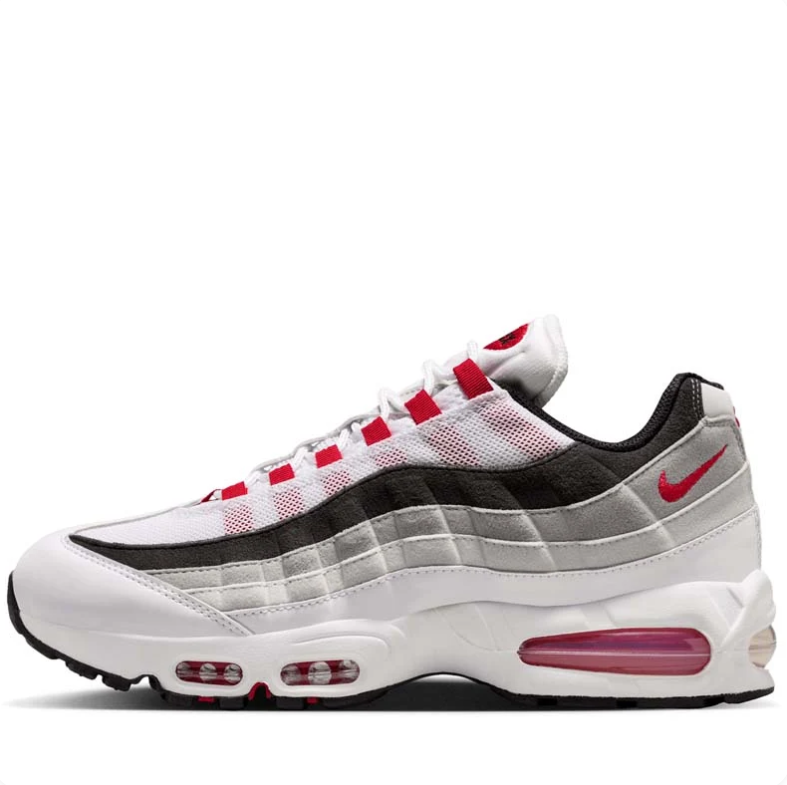 Nike White and Gray Layered Sneakers with Red Accents