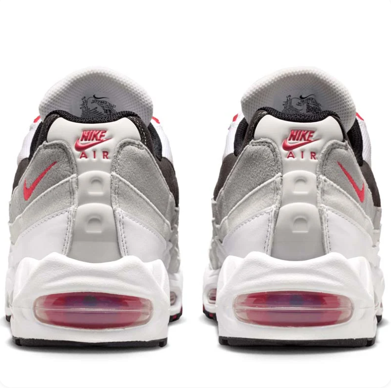 Nike White and Gray Layered Sneakers with Red Accents
