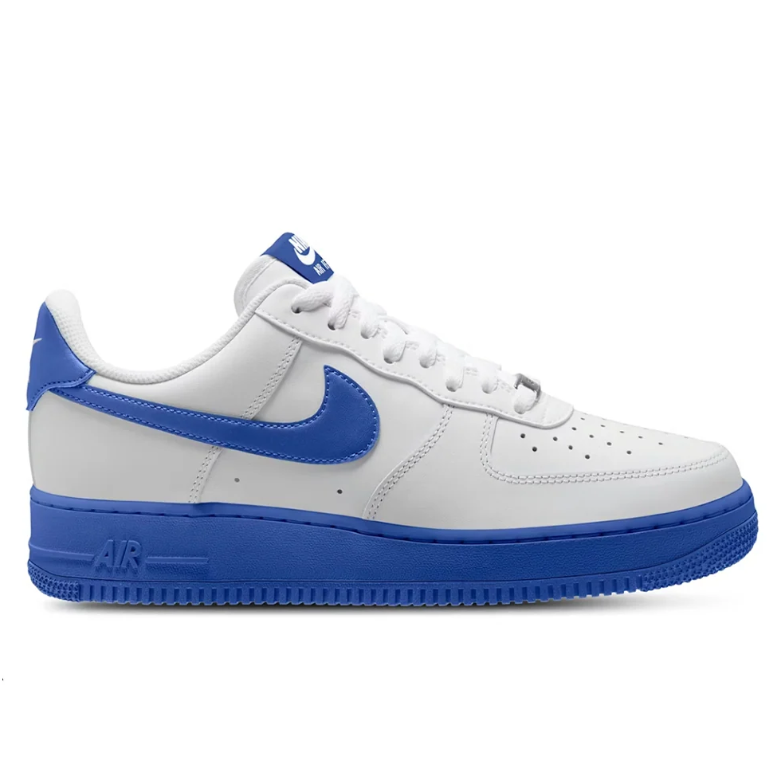 Nike White Low-Top Sneakers with Royal Blue Swoosh and Soles