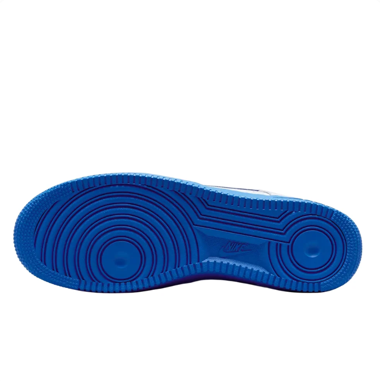 Nike White Low-Top Sneakers with Royal Blue Swoosh and Soles