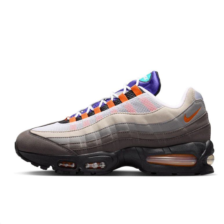 Nike Gray Gradient Sneakers with Neon Green and Orange Accents