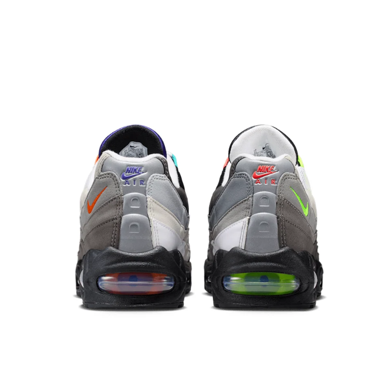 Nike Gray Gradient Sneakers with Neon Green and Orange Accents