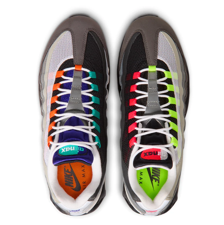 Nike Gray Gradient Sneakers with Neon Green and Orange Accents