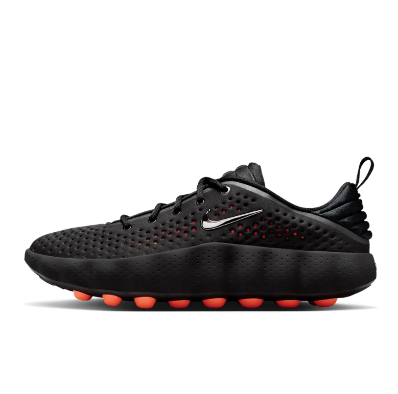 Nike Black Perforated Sneakers with Orange Outsole Pods