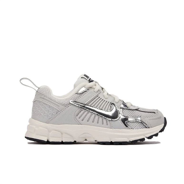 Nike White and Silver Low-Top Sneakers with Sculpted Soles