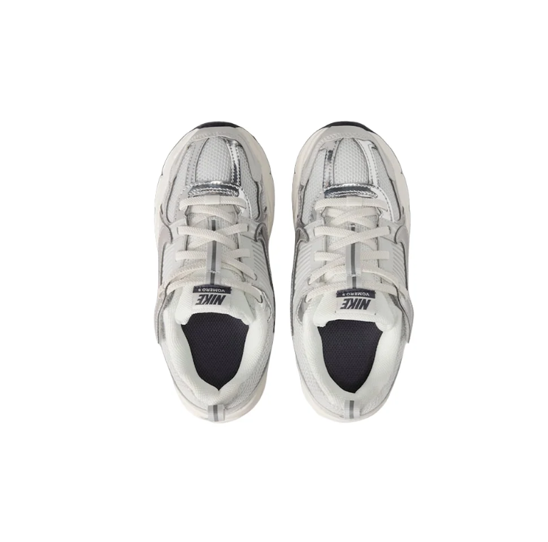 Nike White and Silver Low-Top Sneakers with Sculpted Soles