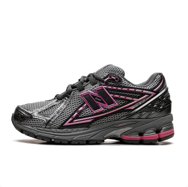 New Balance 1906R Gray Mesh Sneakers with Pink Accents