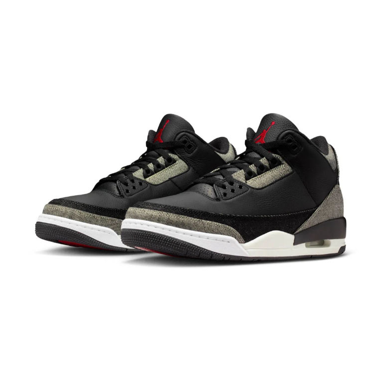 Jordan Black Mid-Top Sneakers with Gray Textured Panels