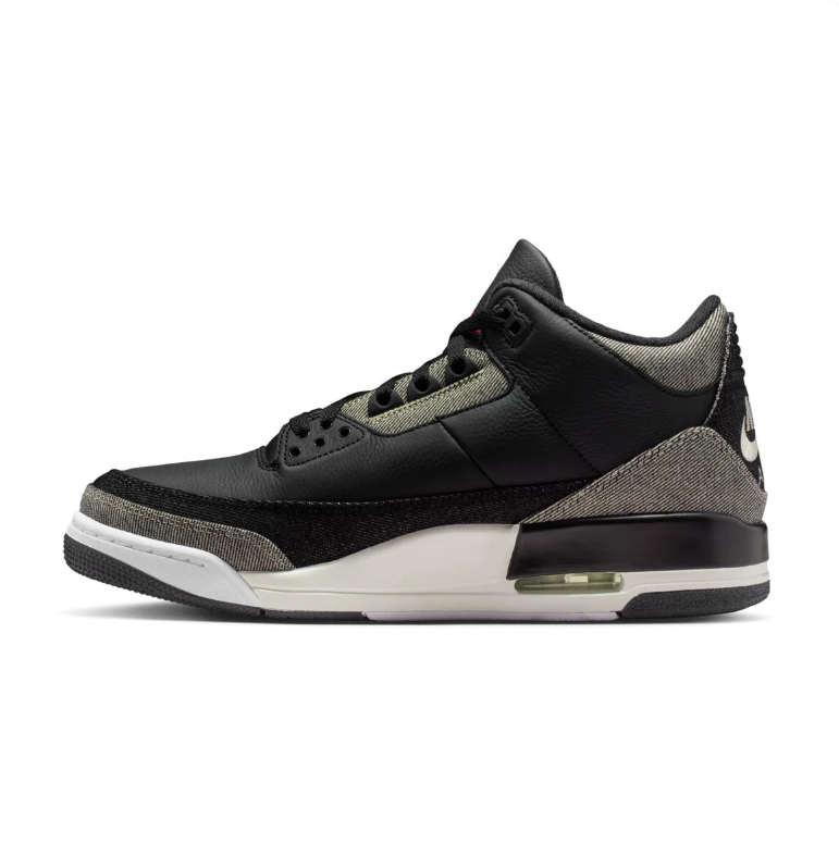 Jordan Black Mid-Top Sneakers with Gray Textured Panels