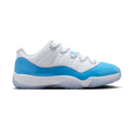 White and Bright Blue Low-Top Sneakers with Glossy Overlays