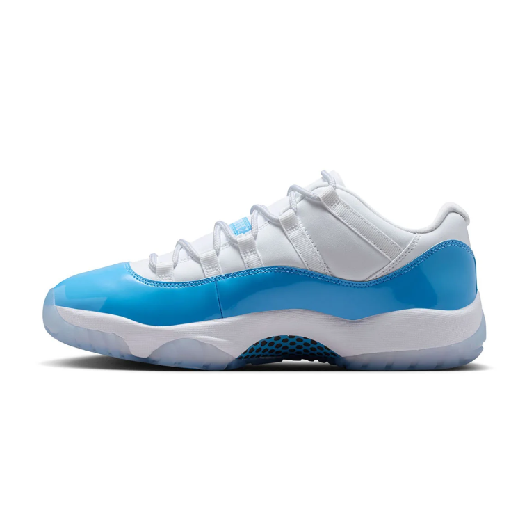 White and Bright Blue Low-Top Sneakers with Glossy Overlays