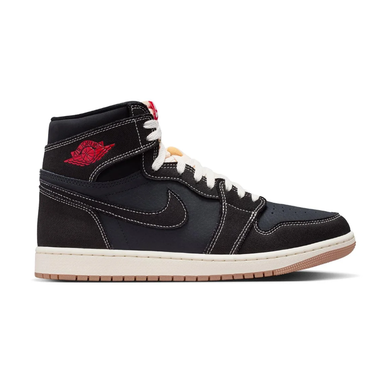 Jordan Black High-Top Sneakers with Contrast Stitching and Red Accents